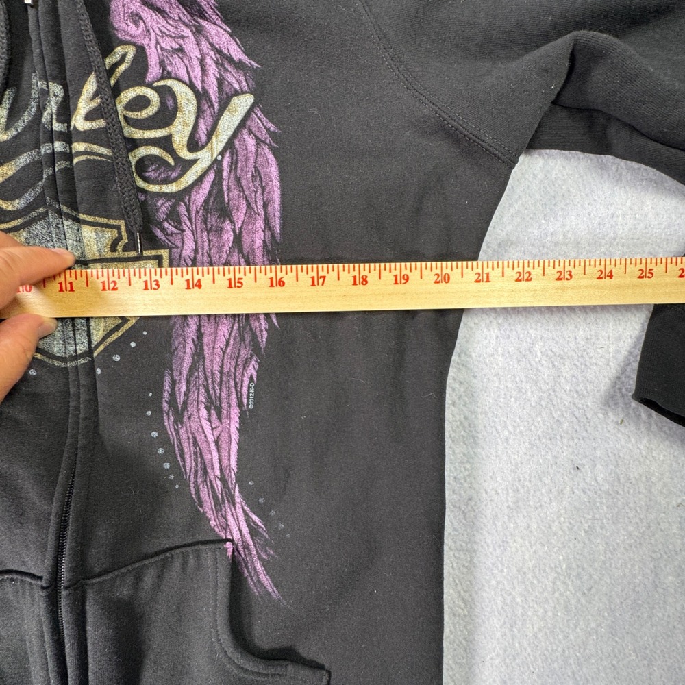 Harley-Davidson Erie PA Pink Wings Graphic Zip Up Hoodie Black XL 2012 Biker - Picture 5 of 6